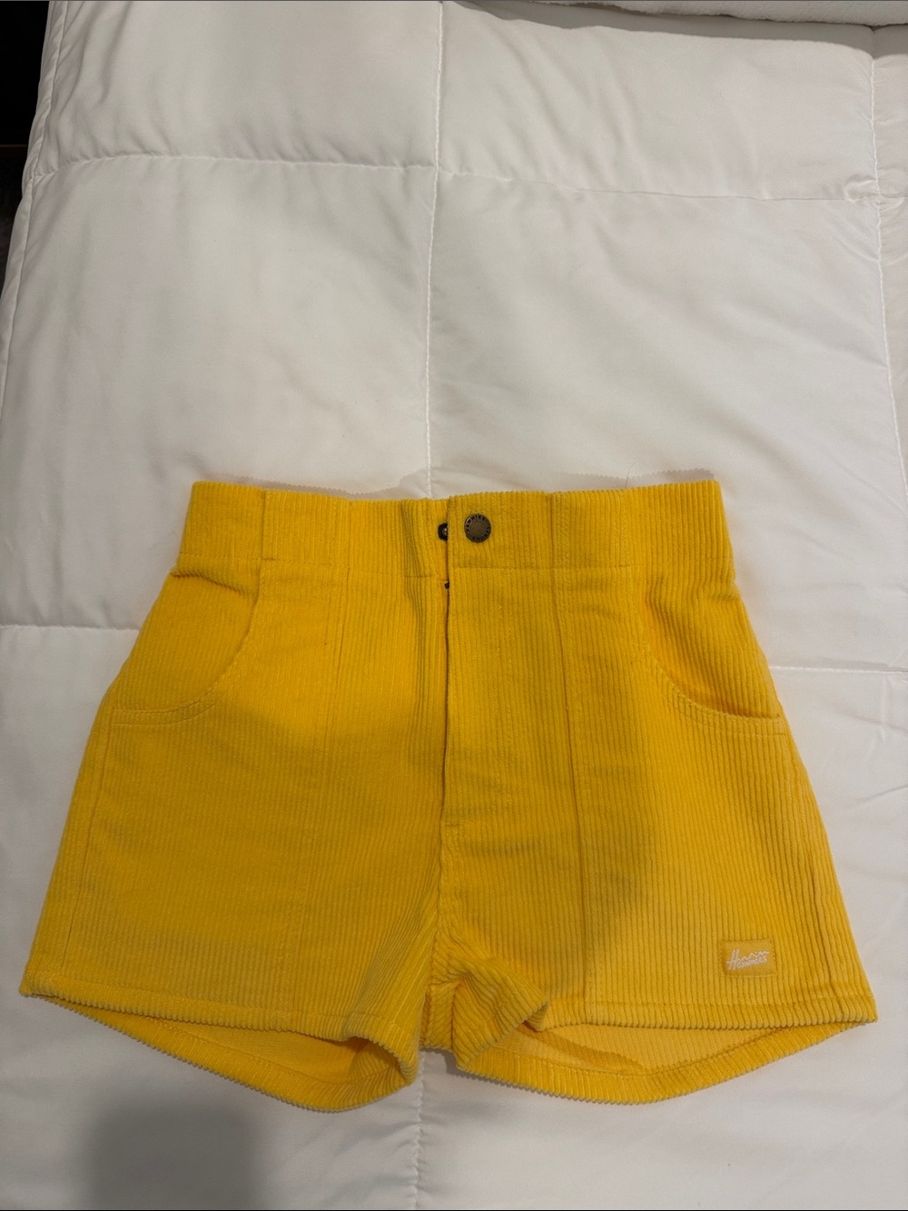 High-Rise Yellow Corduroy Women’s Shorts